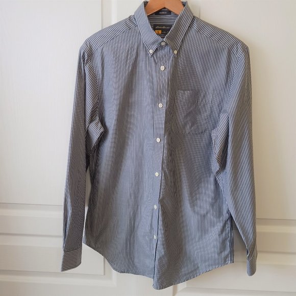 Eddie Bauer Other - Eddie Bauer Men's Travex Gray/White Stripe Relaxed Fit Button Front Shirt Size S